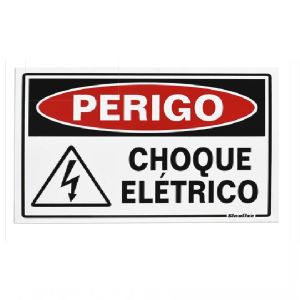 PLACA SINAL POLIEST PERIGO CHOQ 15 X 20 CM PROMO