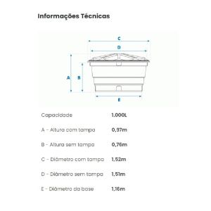 CAIXA D AGUA 1.000 LT POLIETILENO C/ TAMPA