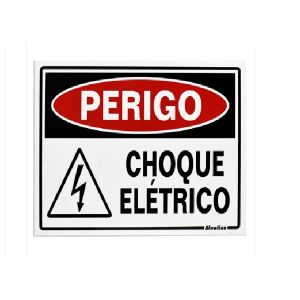 PLACA SINAL POLIEST PERIGO CHOQ 15 X 20 CM PROMO