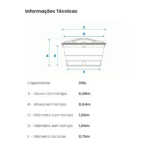 CAIXA D AGUA  310 LT POLIETILENO C/ TAMPA