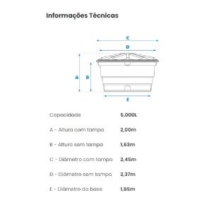 CAIXA D AGUA 5.000 LT POLIETILENO C/ TAMPA