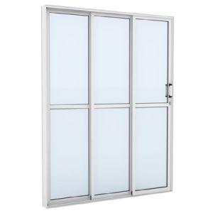 PORTA ALUM BR CORRER LAT 3F 160X210X12,2 DIR REF. 11464 CRISTAL (PROMO)