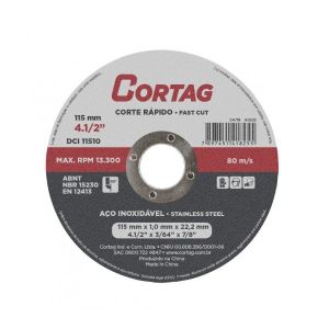 DISCO CORTE FERRO/AÇO/INOX 115 MM X 1,0 MM X 22,22 MM REF. 61825